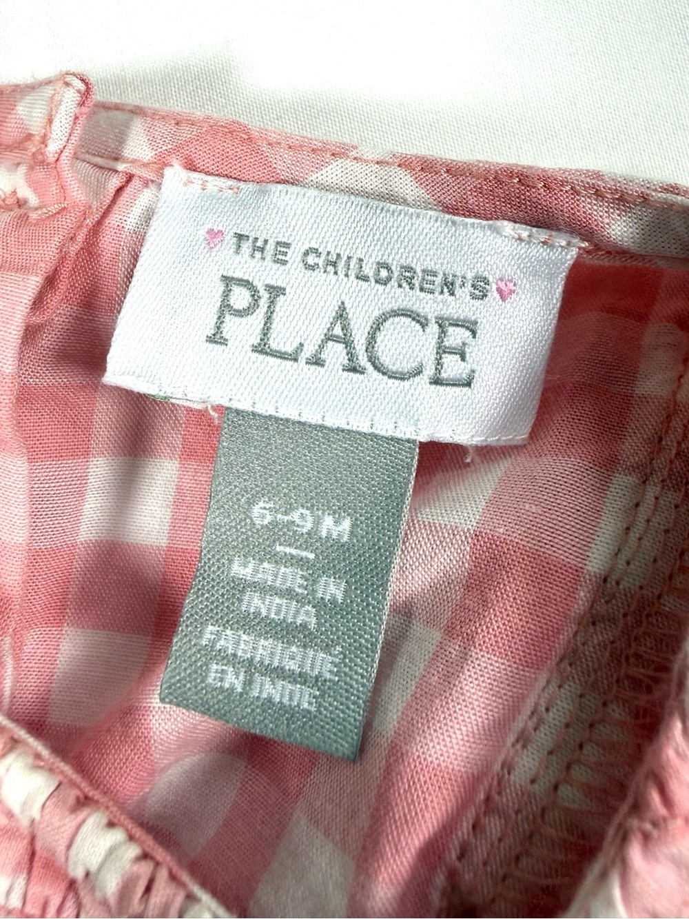 THE CHILDREN’S PLACE Girls Gingham Smocked Dress 6–9M Cottagecore Classic - Picture 4 of 9